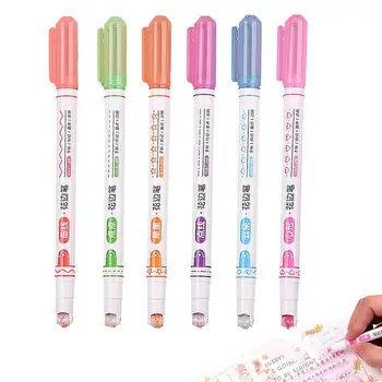 Набор Ручек Curve Highlighter Color Flownwing Curve Pens Маркеры-Маркеры 6шт Цветных Ручек Curve Highlighter Craft Pens И