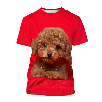 Новая модная Милая футболка с 3D-принтом для домашних собак, Унисекс, Повседневная Забавная игрушка, Футболка с Собакой-Пуделем, Топ