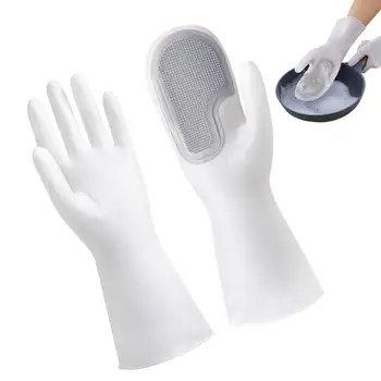 Перчатки для мытья посуды, перчатки для рук с защитой от ожогов, перчатки для мытья посуды, кухонные чистящие средства, Многоразовые перчатки с длинными манжетами