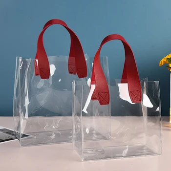 Прозрачная повседневная сумка, прочная сумка-тоут из ПВХ, портативная сумка для хранения на открытом воздухе, водонепроницаемая сумка для покупок, Подарочная упаковка для сумки