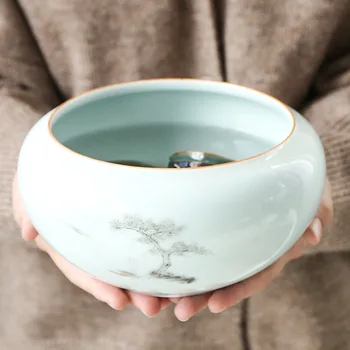 Lingsheng Большая Керамическая посуда для мытья чая, Мойка воды, Бытовая Маленькая Миска для воды, Мойка ручек, Очень Большая Посуда для мытья чайных чашек, Te