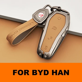 Чехол для Ключей от автомобиля для Byd Han Чехол для Ключей для Byd Han EV/Dmi 2022 2023 Полное Покрытие Металлический Корпус Для Ключей Автомобильные Аксессуары