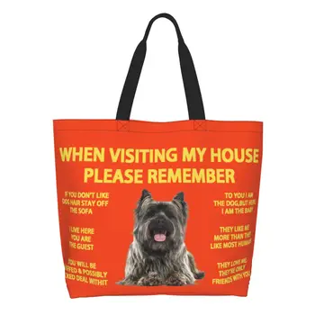 Изготовленные на заказ холщовые сумки для покупок с Керн-терьером, женские Сумки для переработки продуктов большой емкости, сумки для покупок с шотландской хайлендской собакой