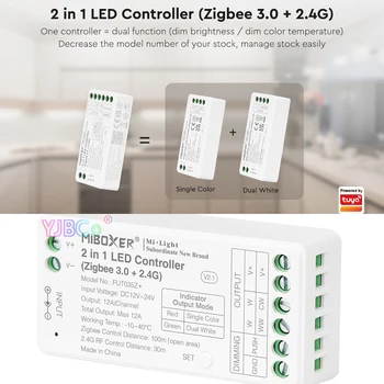 Miboxer Двойной белый одноцветный 2 в 1 Контроллер Светодиодной ленты Zigbee 3,0 2,4 G WiFi Tuya APP затемнение CCT Световая лента Диммер 12V 24V