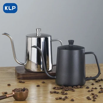 Кофейник для ручной варки кофе KLP из нержавеющей стали, бытовой кофейник для ручной варки, кофейник с тонким горлышком, кофейник с длинным горлышком.