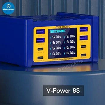 Механик V-Power С несколькими интерфейсами Сверхбыстрое зарядное устройство USB-порт QC3.0 для ремонта смарт-часов iPhone iPad Инструмент для быстрой зарядки