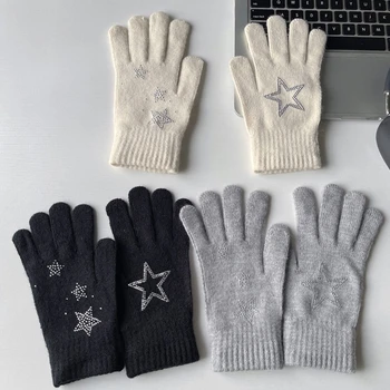 Зимние Перчатки Y2K Для Взрослых, Вязаные, С Полным Пальцем, Изолированные В Холодную Погоду На Открытом Воздухе
