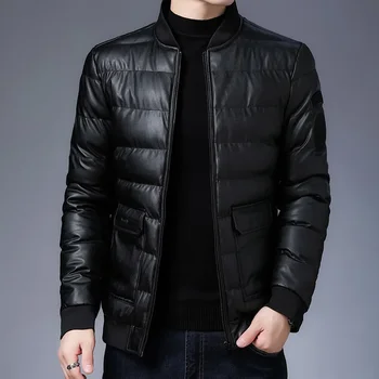 Новое зимнее пальто 2023 года, мужская модная Свободная утолщенная куртка С лацканами, Однотонная