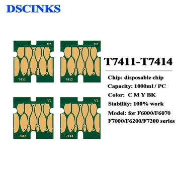 T7411 T7412 T7413 T7414 чипы чернил BK C M Y для Epson Surecolor F6000 F7000 F6070 F7070 F7200 F7100 F9200 чип картриджа принтера