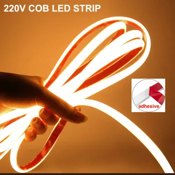 220V Cob Strip Led Клейкая Лента 20M 30M 50M 288Leds/m Ultra Bright Flex Led Ribbon Lights Cuttable COB Лампа Для Дома на открытом воздухе