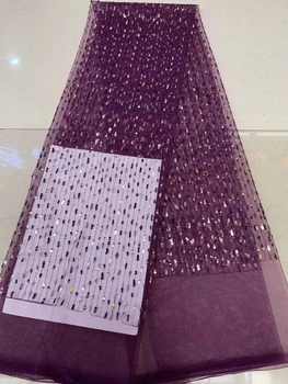 2021 Французская вышитая Сетчатая кружевная ткань Африканская кружевная ткань Высококачественное кружево с блестками Для Нигерийского кружевного материала