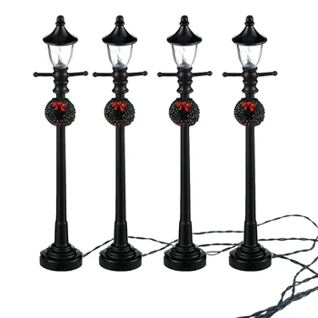 4шт Мини Рождественский фонарный столб, лампа для поезда, Миниатюрный декоративный уличный фонарь для кукольного домика 