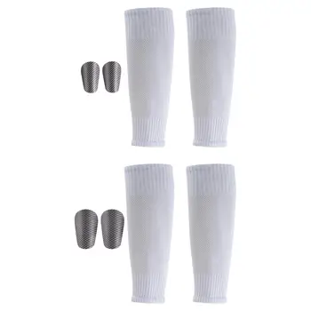 2шт Мини-щитки для голени футболистов с носками Защита ног Небольшое защитное снаряжение Снаряжение для мини-футбола Спорт