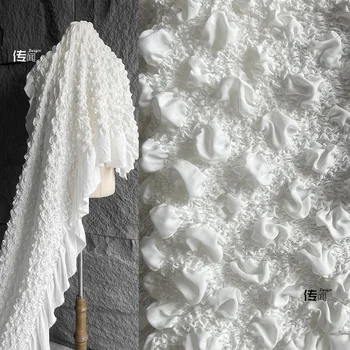 Трехмерная ткань с бугристой текстурой, бежевое мягкое платье-жакет высокой эластичности, дизайнерские ткани для одежды
