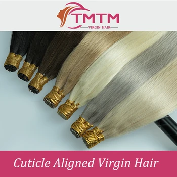 Высококачественного наращивания волос I Tip Прямые натуральные волосы 1 г / прядь, капсула кератина, натуральные светлые волосы, Выровненные по кутикуле, Fusion Hair Itips