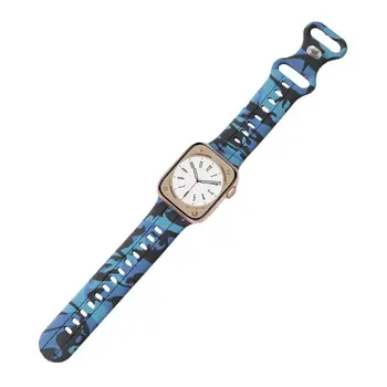 Силиконовый ремешок для Apple Watch Band Series Ultra 3 4 5 6 7 8 SE, камуфляжный браслет для умных часов, аксессуары для часов