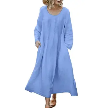Женское платье с карманами свободного силуэта, элегантная одежда 2023 года