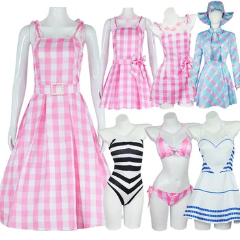 Комплект одежды для мамы, папы, брата, сестры, Барби, карнавальный костюм для вечеринки, розовое платье в клетку для мальчиков и девочек, праздничные комплекты для семьи, Кен