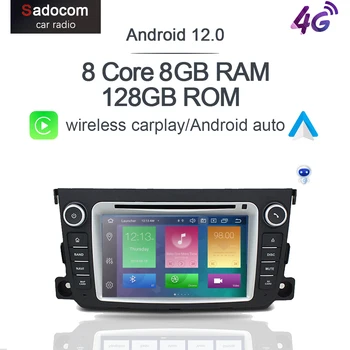 Carplay DSP Автомобильный DVD-плеер LTE IPS Android 12,0 8 Core 8 ГБ + 128 ГБ Bluetooth 5,0 RDS Радио GPS Карта Wifi Для Benz SMART 2012-2015