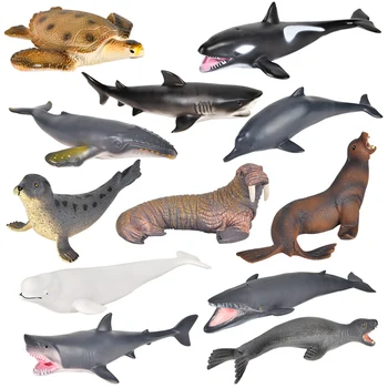 Мягкая резиновая морская жизнь большого размера Горбатый кит Большая Белая акула Модель черепахи Белуги Фигурки Дельфина Обучающие игрушки для тюленей
