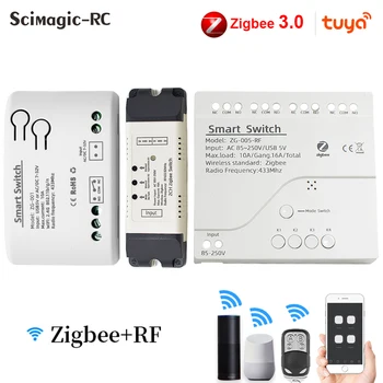 Модуль Переключения Tuya Zigbee Jog Inching Switch 7-32V 85-250V Smart Switch Работает С Мостом Zigbee / Голосовое управление от Alexa / Включить оболочку