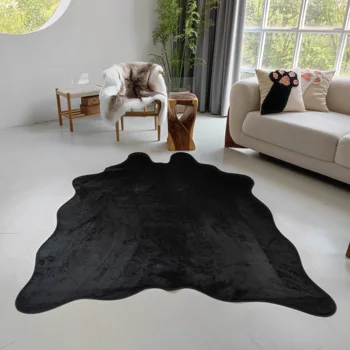 Чистый черный плюшевый мех животного с рисунком ковра гостиная спальня прикроватная подушка для компьютерного стула