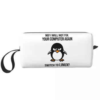 Swith To Linux Angry Tux Penguin Косметичка На Молнии Программист Компьютерный Разработчик Geek Nerd Косметичка Для Путешествий Туалетные Принадлежности