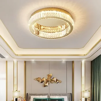 Круглый светодиодный хрустальный потолочный светильник, Люстры, Освещение для гостиной, столовой, спальни, домашнего декора Lampara techo Светильник
