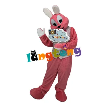 1219 Розовый костюм кролика-талисмана, костюм животного кролика для взрослых, косплей