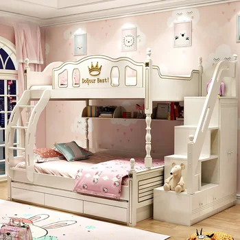 Детские кровати в американском стиле, Двухъярусные, из массива дерева, Роскошные Высокие Детские кровати, Компактная мебель для спальни Camas De Dormitorio