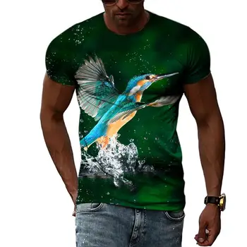 Летняя Мода Животные Птицы красивые графические футболки Для Мужчин С 3D Принтом В Стиле Хип-Хоп Harajuku, Индивидуальность, Круглый Вырез, Короткий Рукав, Топ