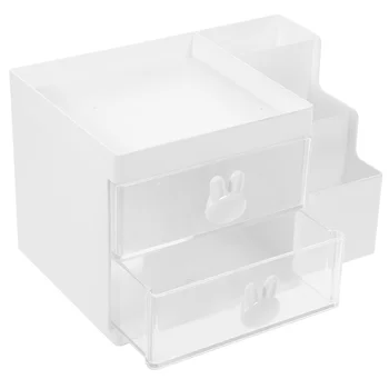 Настольный Органайзер 2 ящика Коробка для канцелярских принадлежностей Контейнер для ручек и карандашей Пластиковые Зажимы для папок Держатель