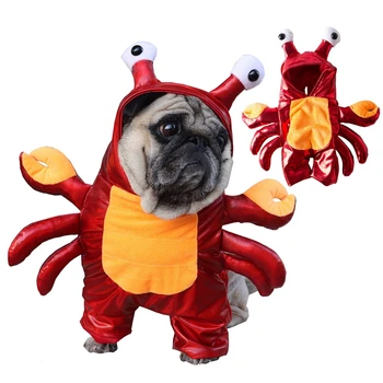 Одежда для собак на Хэллоуин, косплей, Хэллоуин, Уникальный и эксклюзивный двуногий костюм для маленькой собаки, кошки, красного краба