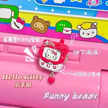 Hello Kitty Sanrio Плюшевые Кавайные Мультяшные Милые Куклы Kt Cat Diy Бусины Браслет Аксессуары Аниме Плюшевые Игрушки для Девочки Подарок на День Рождения