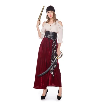 Женский костюм капитана пиратов для косплея, Средневековое готическое маскарадное платье