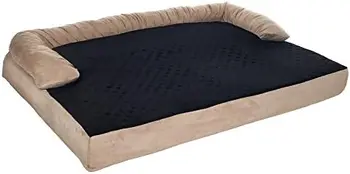 Кровать для собак \ u2013 45,5 x 32 Спальное место для домашних животных - 3-слойный Ортопедический диван для собак с охлаждающим гелем, пеной с эффектом памяти и подушкой для шеи (коричневый / черный) Dog be