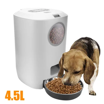 Контейнер для корма для собак и кошек объемом 4,5 л С автоматической записью голоса, таймером на ЖК-экране, диспенсером для корма, миской для домашних животных, автоматическими кормушками для домашних животных