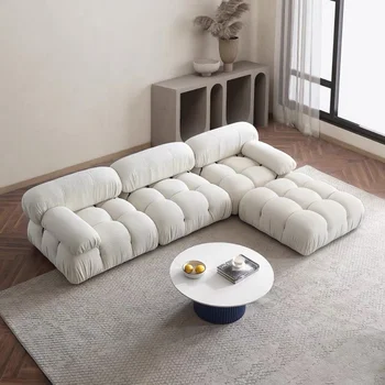 Современные комбинации диванов с гибкими тканевыми модулями, диван в стиле винтажной мебели для гостиной, минималистичный стиль, удобный