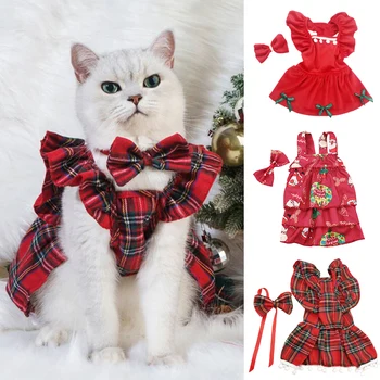 В рождественском стиле, милые Кошки, собаки, Новогоднее украшение для домашних животных, Приятная для кожи Одежда для кошек разных размеров, Модная одежда для домашних животных