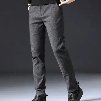 Мужские повседневные брюки Стильные мужские брюки прямого кроя среднего возраста с эластичным поясом и мягкими карманами в формальном деловом стиле A для комфорта