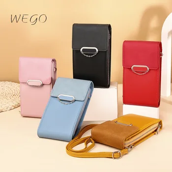 Женский кошелек, однотонные диагональные сумки через плечо, многофункциональная сумка для телефона, кошелек средней длины, сумочка