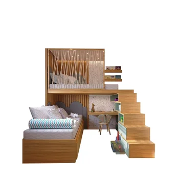 Высокая и низкая двухъярусная кровать из массива дерева, многофункциональная детская комната, письменный стол под кроватью на заказ