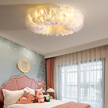 SANDYHA, скандинавский минималистичный потолочный светильник, Романтический Теплый Креативный дизайн с круглыми перьями, светильник для спальни, гостиной, домашнего декора.