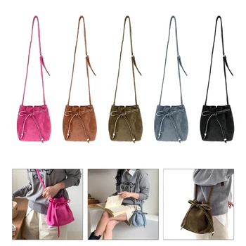 Стильный Корейский дизайн, плиссированная сумка на шнурке, сумки через плечо для модных женщин