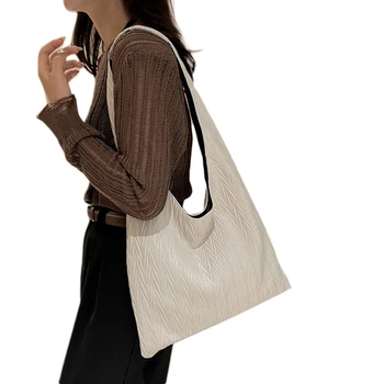 Стильная и практичная женская сумка через плечо из искусственной кожи в складку, дизайнерские сумки-тоут для повседневного использования 517D