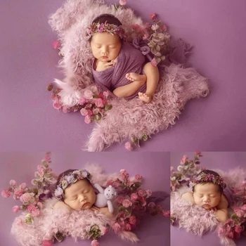 Реквизит для фотосъемки новорожденных Эластичная детская Накидка На голову с цветочным узором, Фон, Одеяло, Реквизит для фотосъемки, Аксессуары для студийной съемки