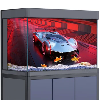 Фоновая наклейка для аквариума, украшение для аквариумов, 3D плакат Vision Gran Turismo Supercar HD, среда обитания рептилий объемом 5-55 галлонов