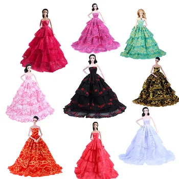 1:6 Модное Многослойное Кружевное Свадебное Платье для Куклы Барби, Праздничное Платье, Одежда, Наряды, Игрушки Ручной Работы для Детей