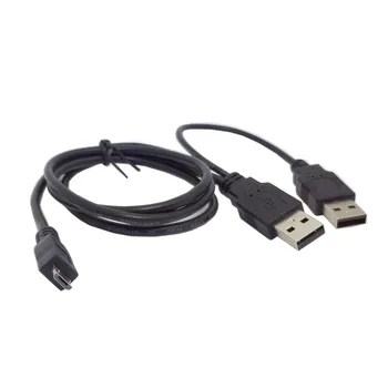 Кабель CY CY Micro USB 5pin к двум кабелям USB A типа Y для 2,5-дюймового мобильного жесткого диска