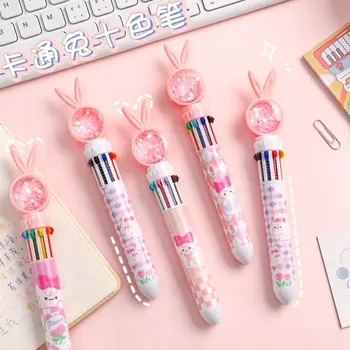 Шариковая ручка с милым мультяшным кроликом 10 цветов, школьные канцелярские принадлежности, разноцветные ручки